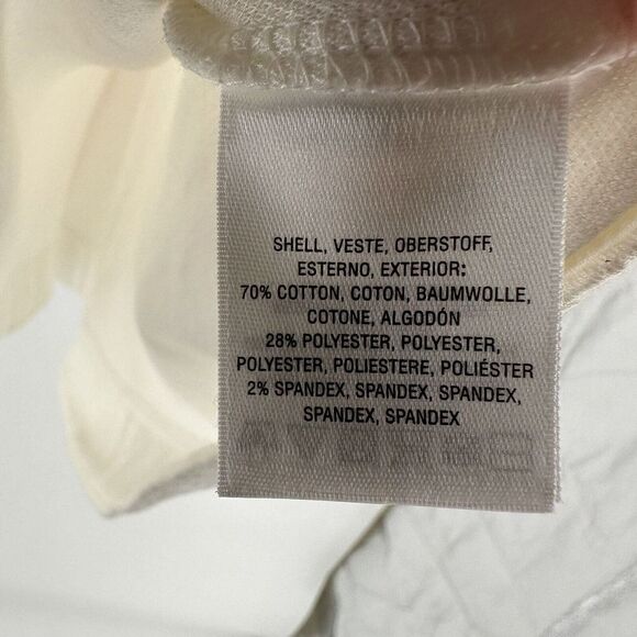 Anthropologie Mini Dress Deletta White Pink Silver Ruched Size L V Neck Stretch - Picture 8 of 8